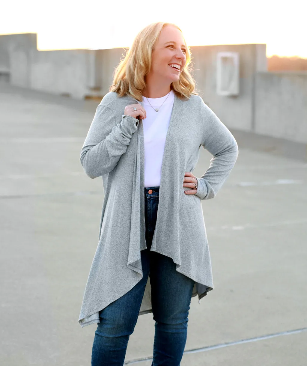 FLORA cascade cardigan in Light Grey