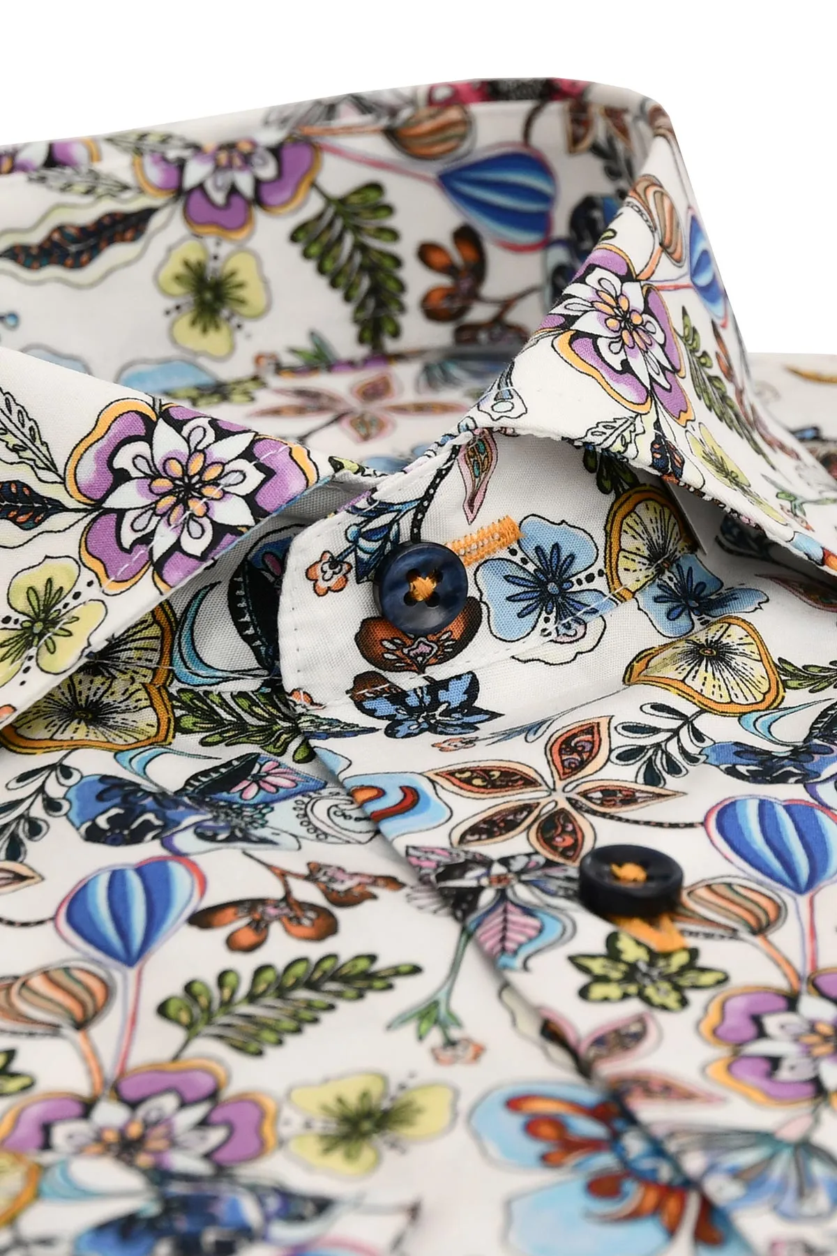Flower printed regular fit short sleeve shirt