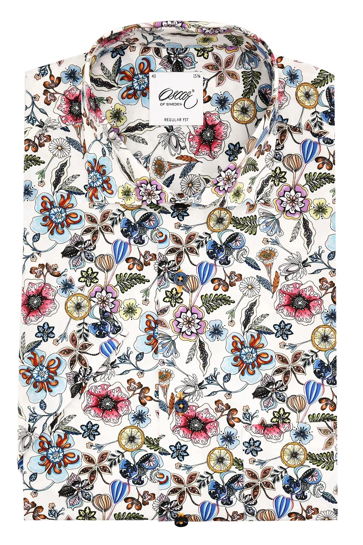 Flower printed regular fit short sleeve shirt