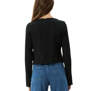 Focus Hemp Seersucker Long Sleeve Top - Black