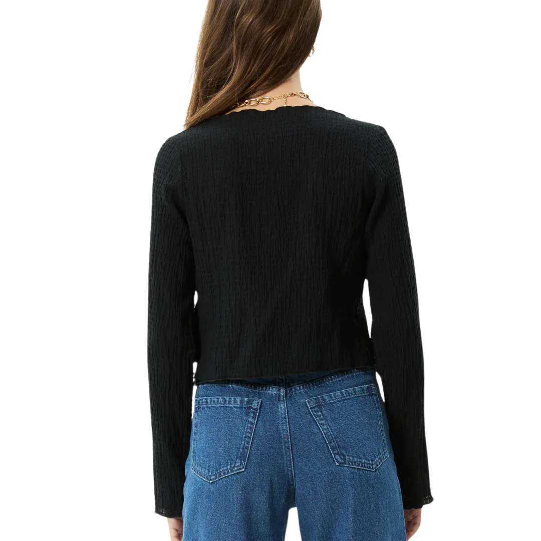 Focus Hemp Seersucker Long Sleeve Top - Black