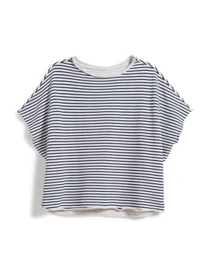 FRANK AND EILEEN - OLIVE CAPELET IN WHITE AND BRITISH ROYAL NAVY STRIPE