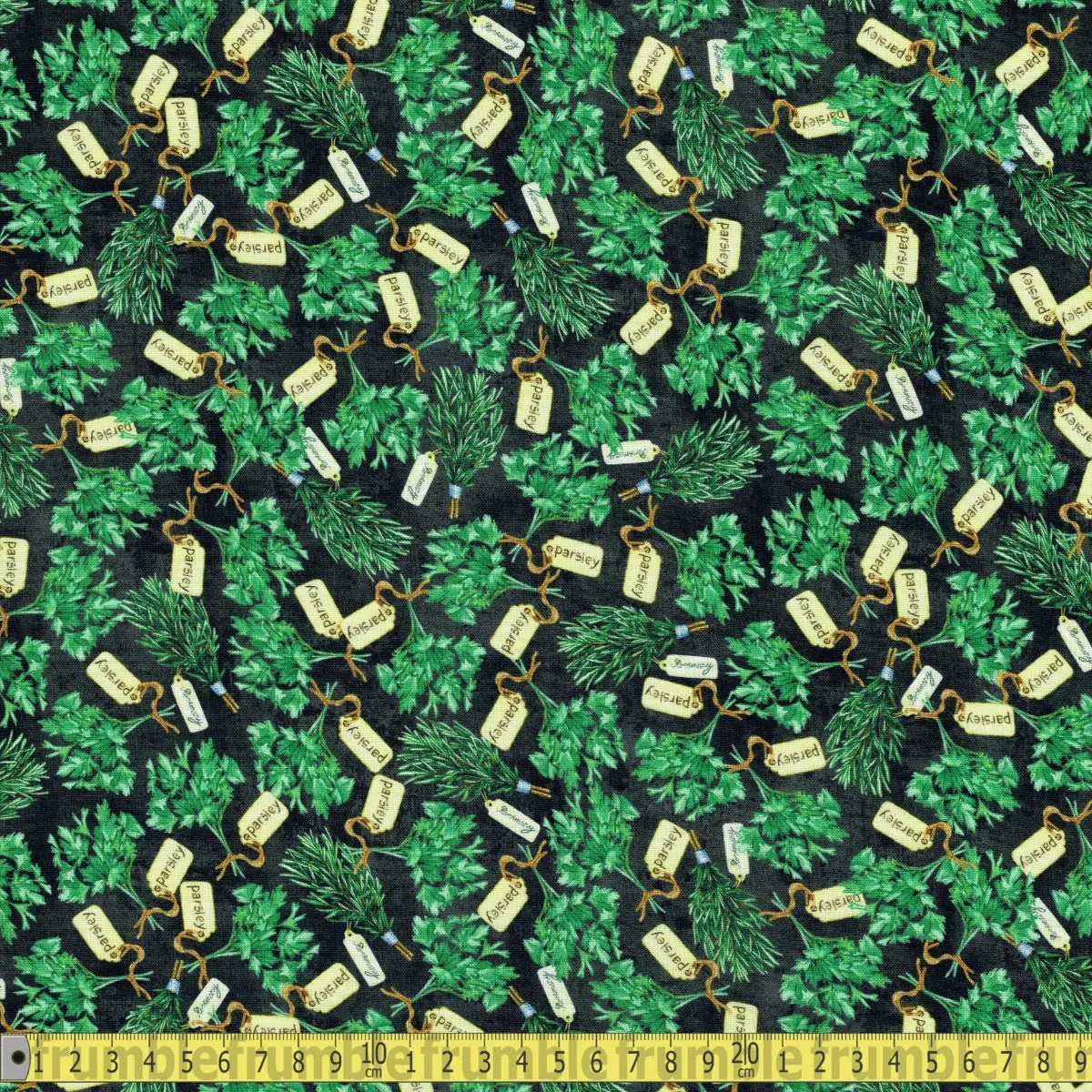 Fresh Herbs (Charcoal) Quilting Fabric by Michael Miller (Per Metre)