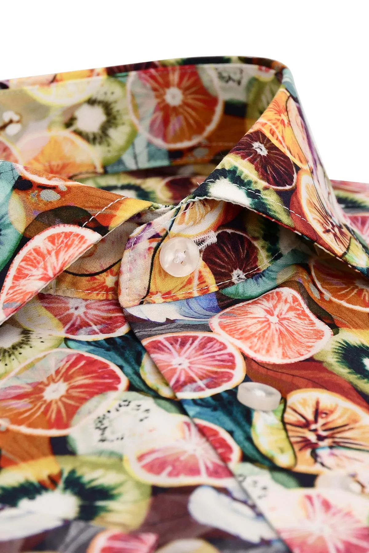 Fruit printed regular fit short sleeve shirt