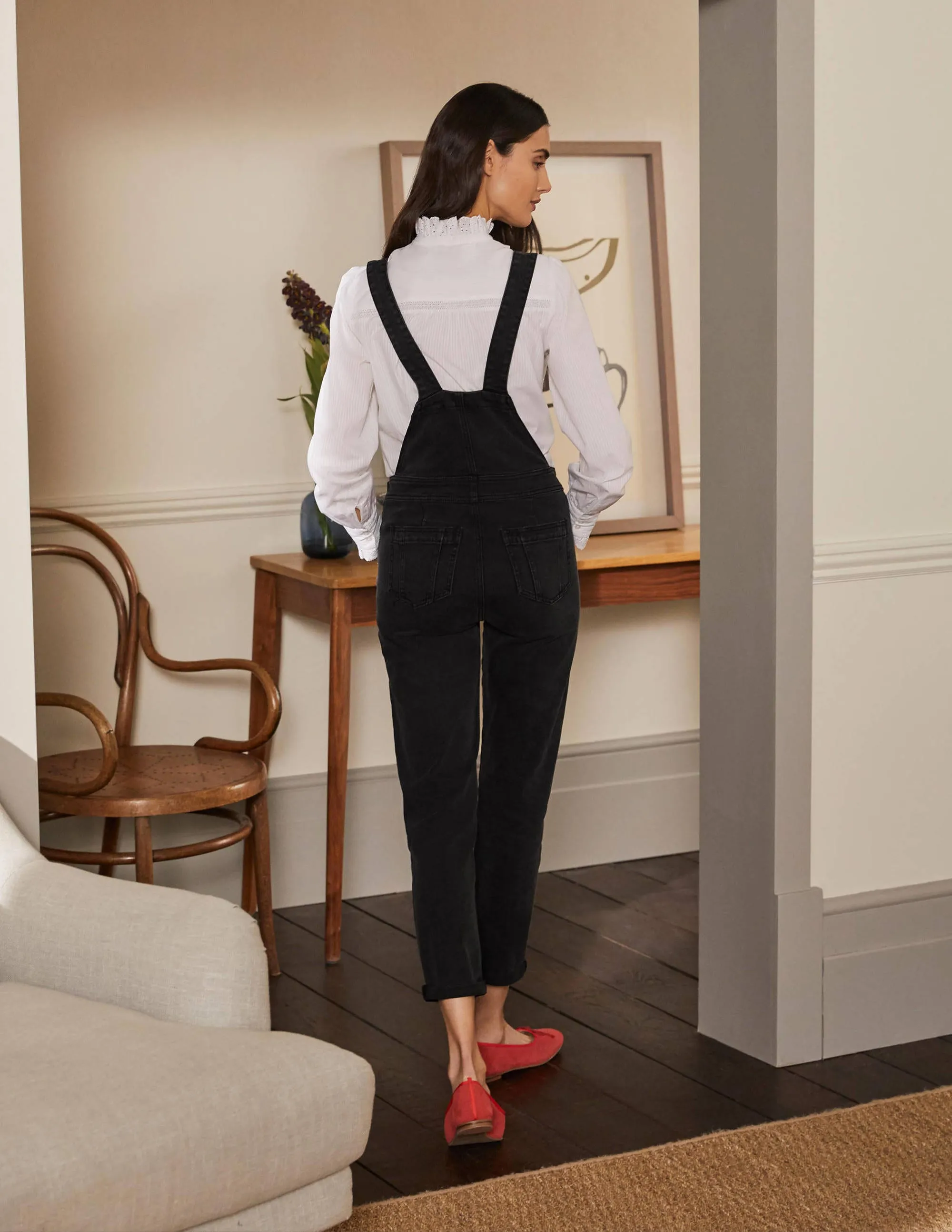 Girlfriend Dungarees-Washed Black