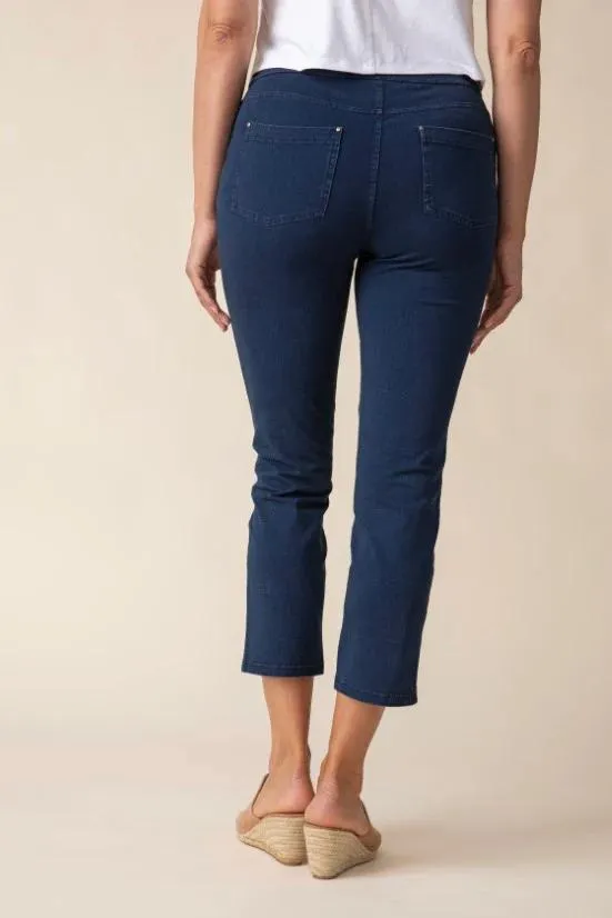 Habitat Stonewashed Capri Knit Jean in BLACK