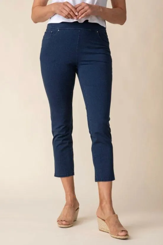 Habitat Stonewashed Capri Knit Jean in BLACK