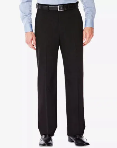 Haggar Mens Classic fit Dress Pants 38 / 32 Black Solid