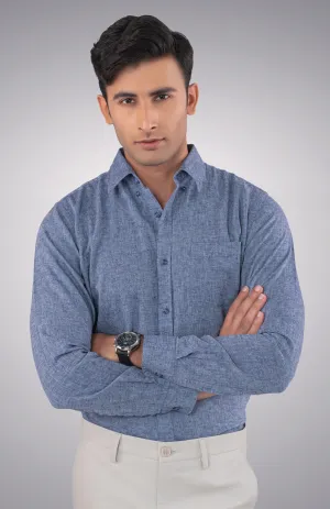 Heather Blue Cotton Linen Shirt