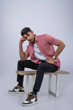 Heather Burgundy Cotton Linen Shirt