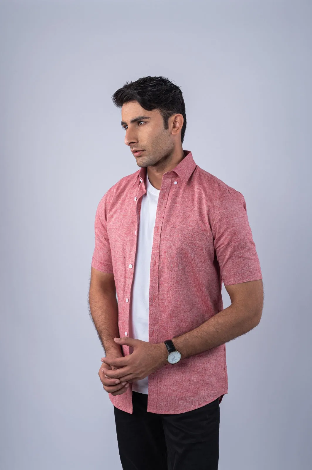 Heather Burgundy Cotton Linen Shirt