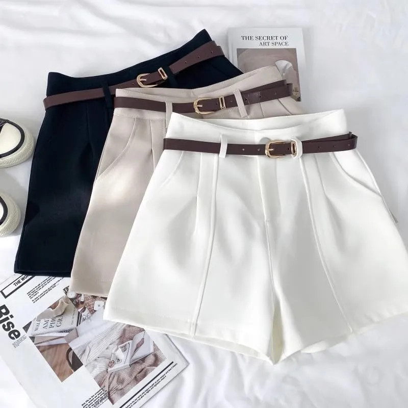 heyheyshine Dressy Shorts for Women High Waist Wide Leg Tailored Pleated Trouser Elegant Business Casual Shorts with Pockets