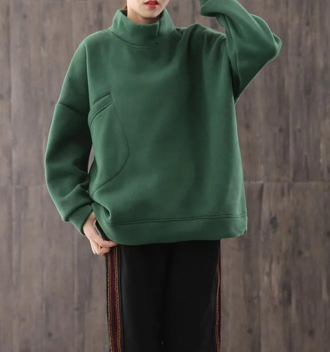 High Collar Loose Blouse Spring Casual Women Cotton Tops WG961707