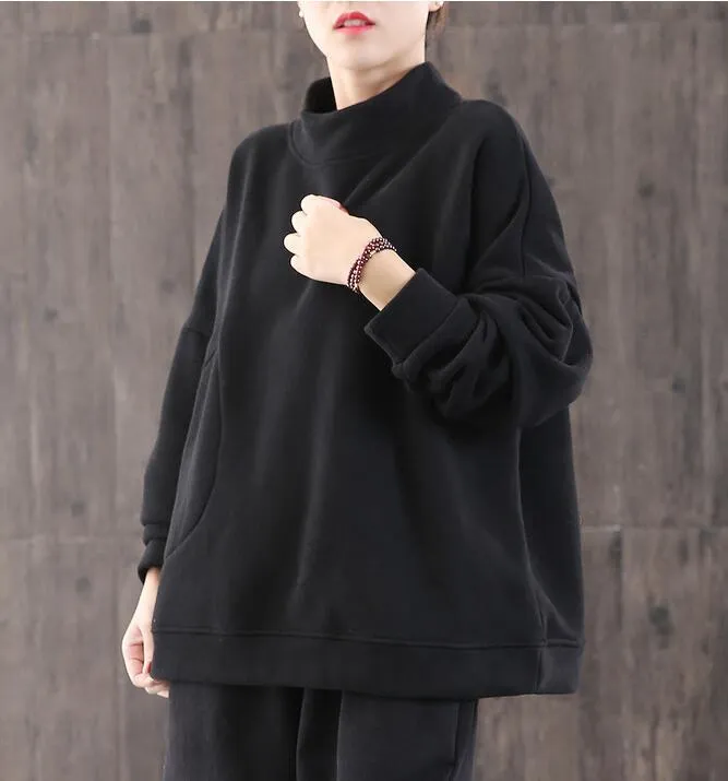High Collar Loose Blouse Spring Casual Women Cotton Tops WG961707