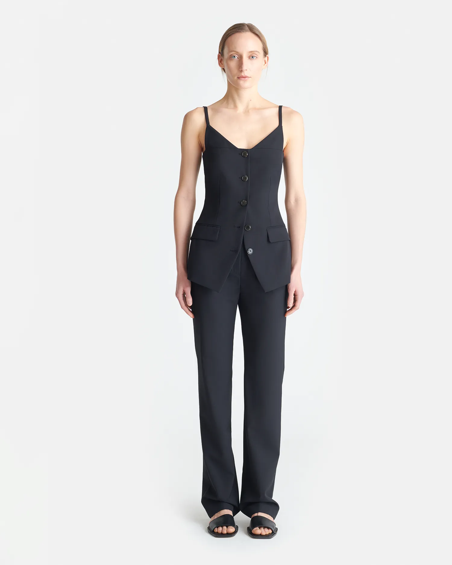 Irida - Tailored Bootcut Pants - Black