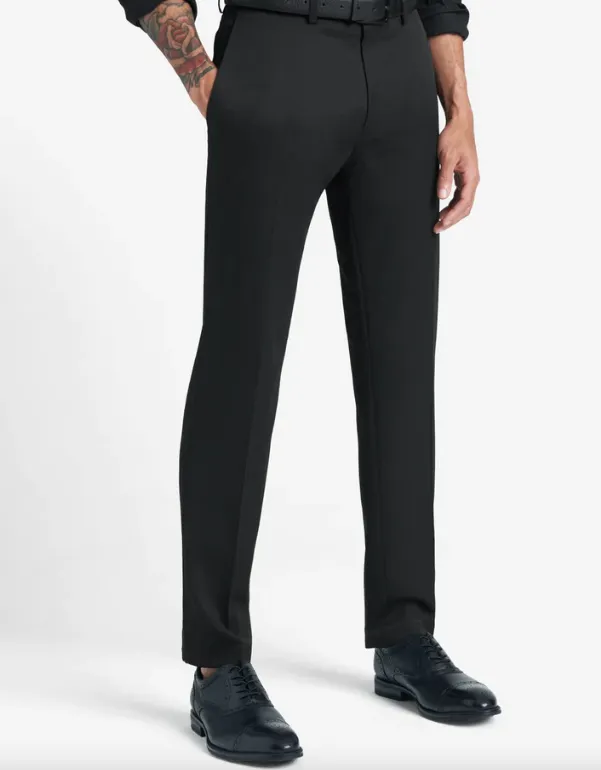 Kenneth Cole Reaction Mens Slim fit Dress Pants 32 / 30 Black Solid Stretch