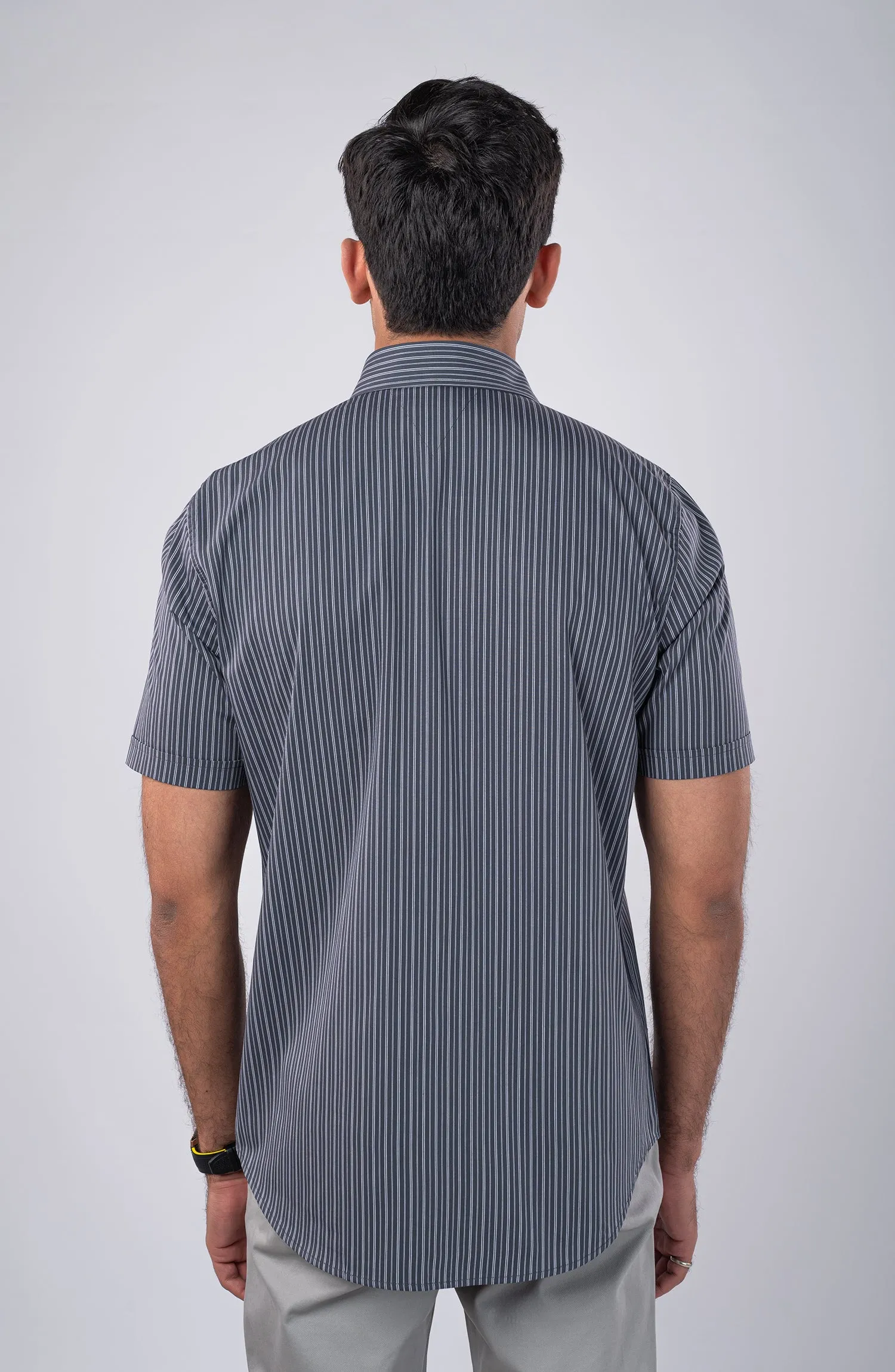 Light Grey Stripes Yarn Dyed Shirt