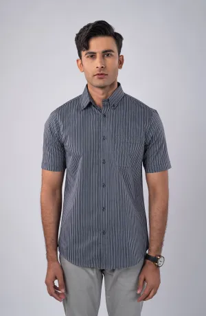Light Grey Stripes Yarn Dyed Shirt