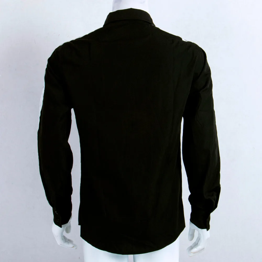 Long Sleeves with Double Stripes Detail Men Slim Fit Shirts