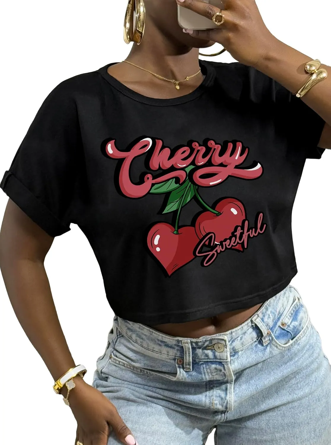 LovelyWholesale Women Graphic Crop Tops Baby Tee Summer Short Sleeve Tops New York T Shirt
