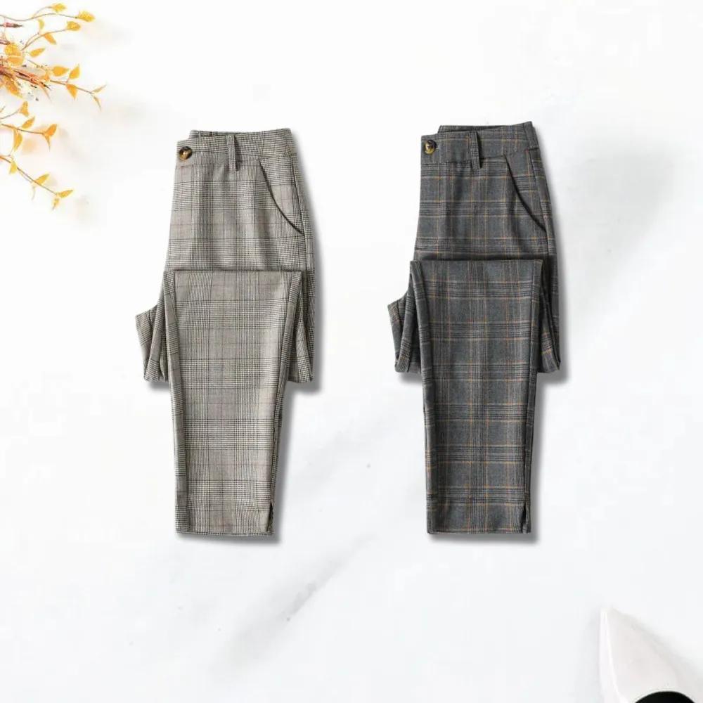 Lucia - Tailored Plaid Pants