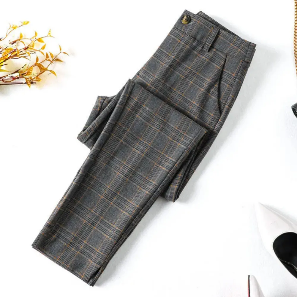 Lucia - Tailored Plaid Pants