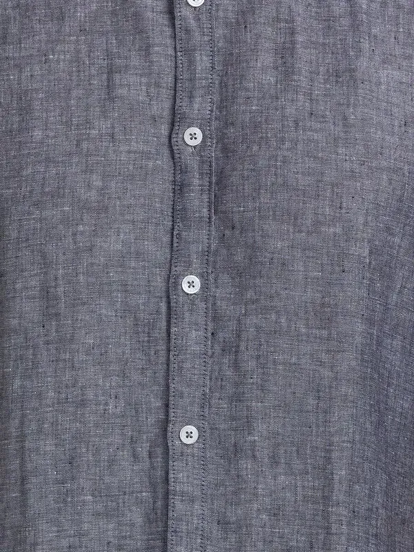 Men Black Slim Fit Solid Linen Full Sleeve Shirts