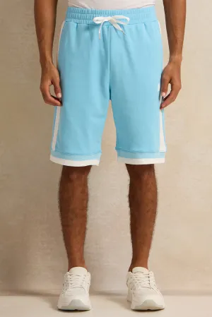Men Blue Embroidered Active Shorts