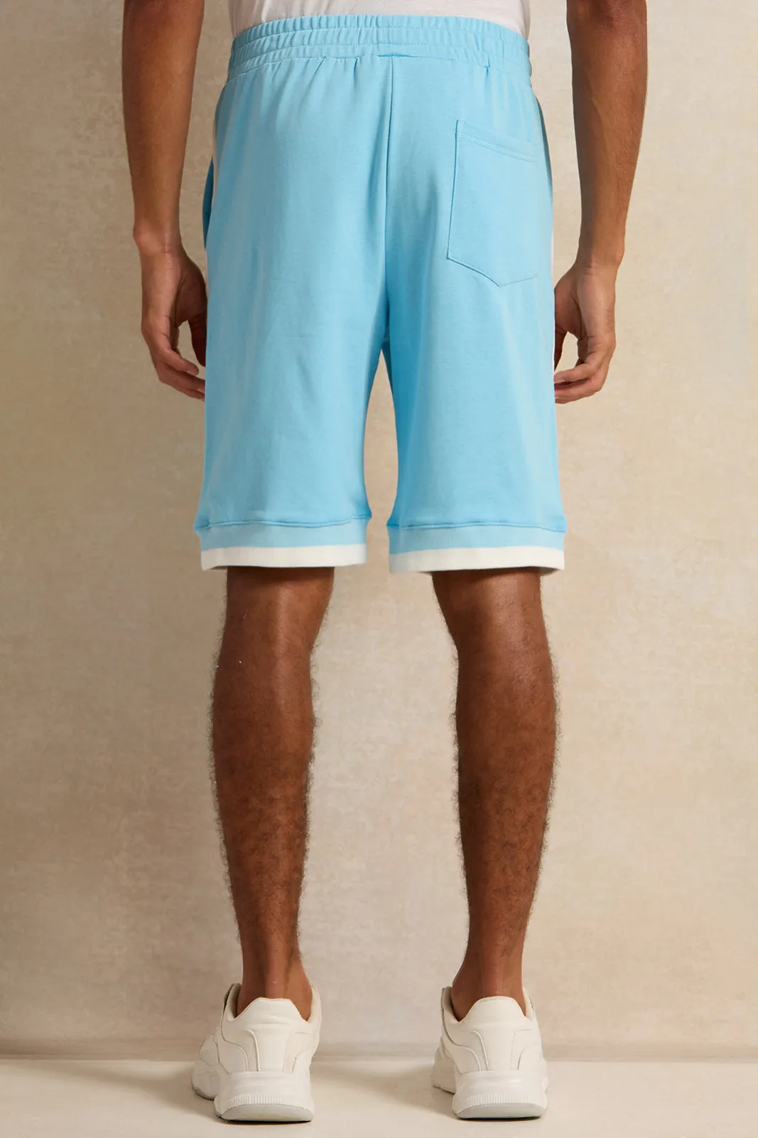 Men Blue Embroidered Active Shorts