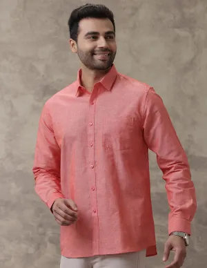 Men Linen Cotton Shirt Pink LF5