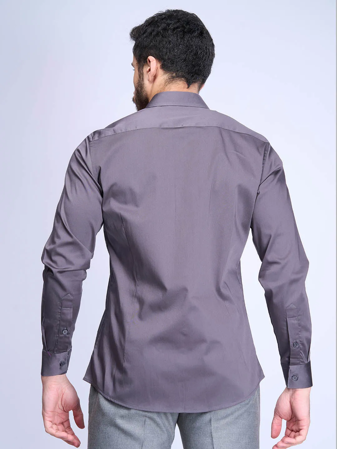 Men Stretch Cotton Shirt Grey FS8