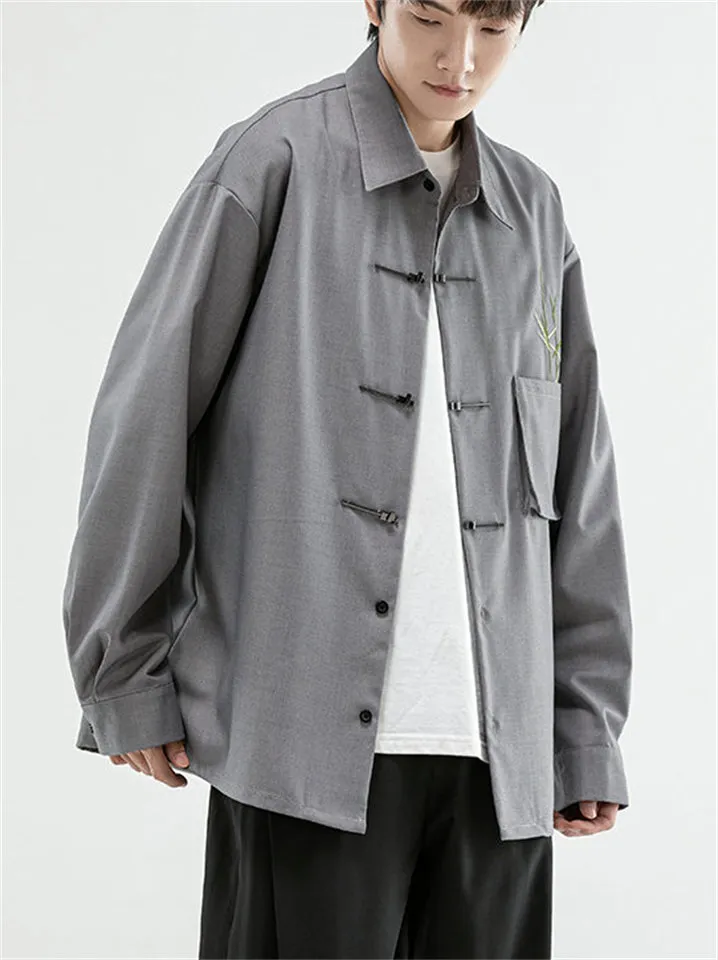 Men's Comfy Bamboo Embroideried Loose Chenille Shirts
