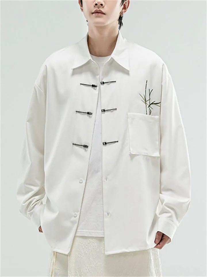 Men's Comfy Bamboo Embroideried Loose Chenille Shirts
