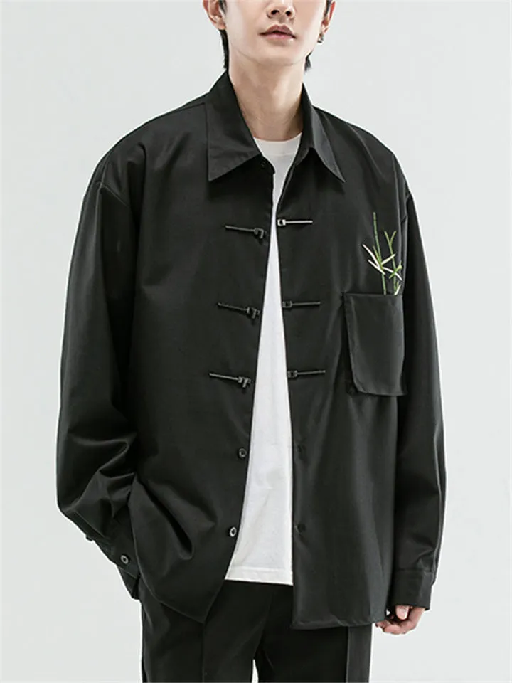 Men's Comfy Bamboo Embroideried Loose Chenille Shirts
