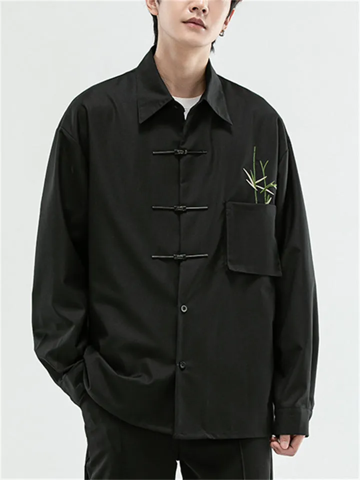 Men's Comfy Bamboo Embroideried Loose Chenille Shirts