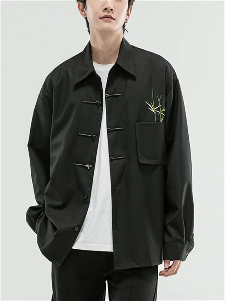 Men's Comfy Bamboo Embroideried Loose Chenille Shirts
