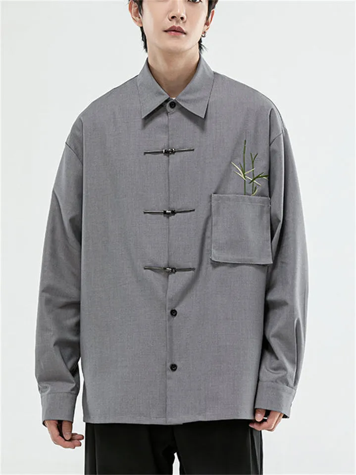 Men's Comfy Bamboo Embroideried Loose Chenille Shirts