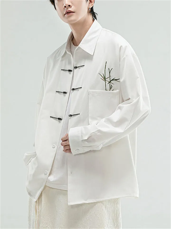 Men's Comfy Bamboo Embroideried Loose Chenille Shirts