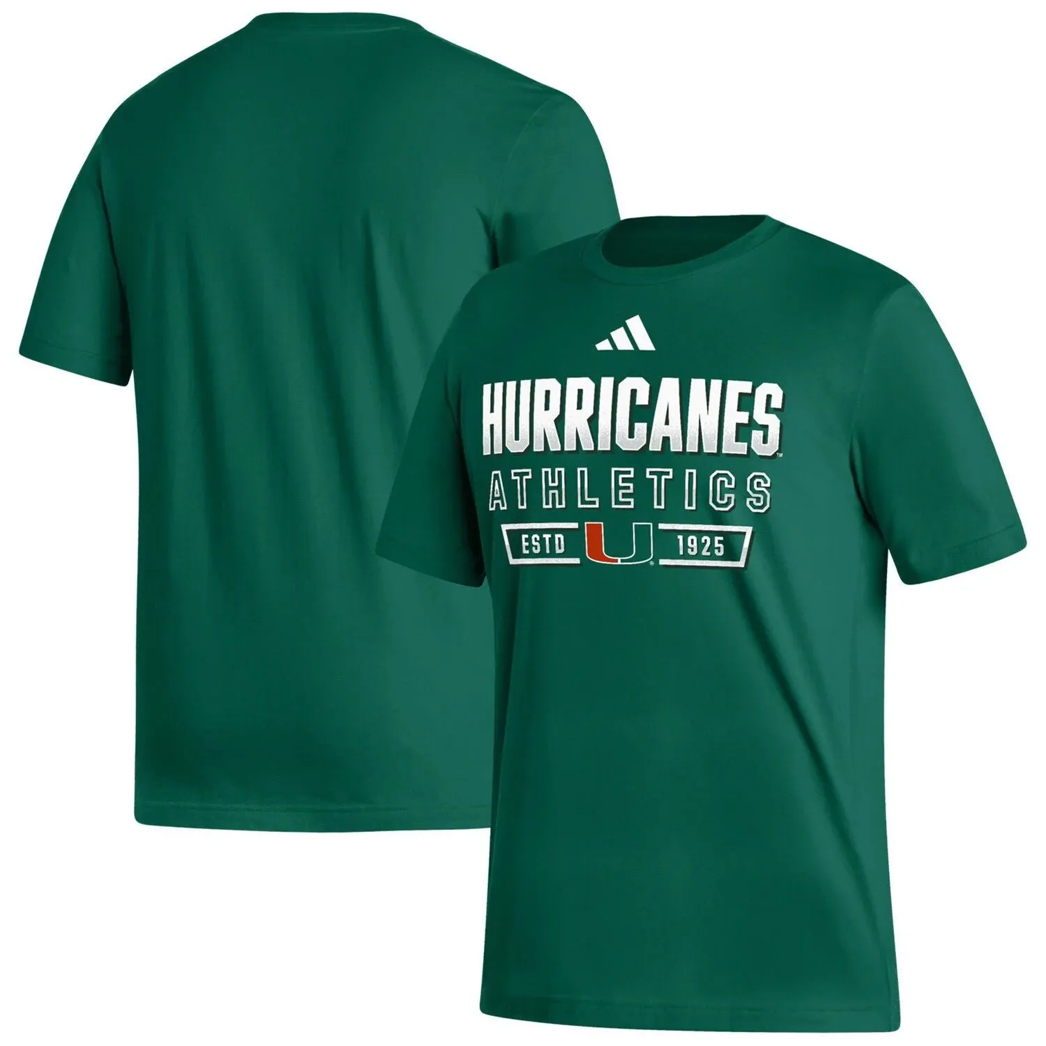 Men's Miami Hurricanes Head of Class Fresh adidas Green T-Shirt