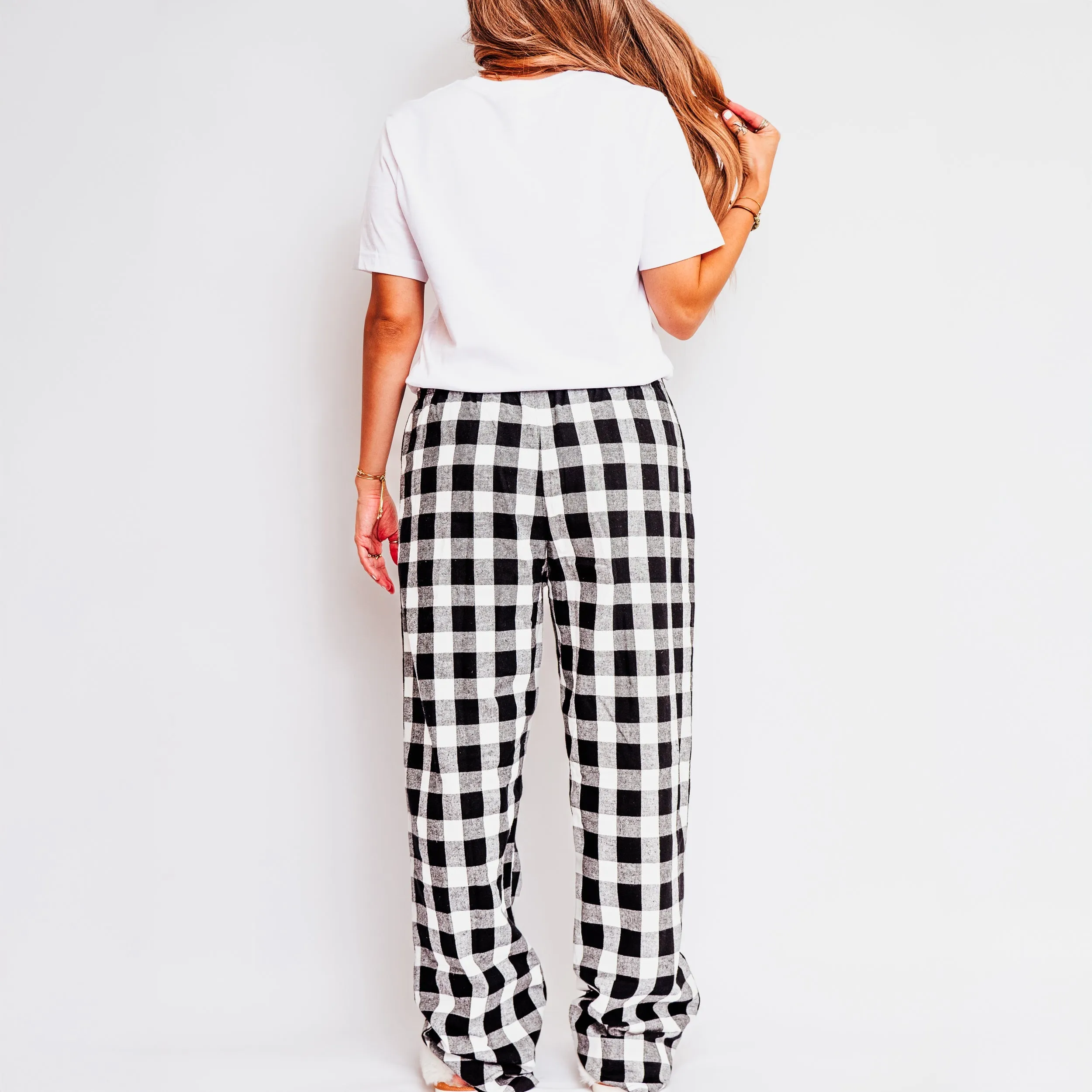Merry Christmas Cursive Bold | Plaid Pajama Set