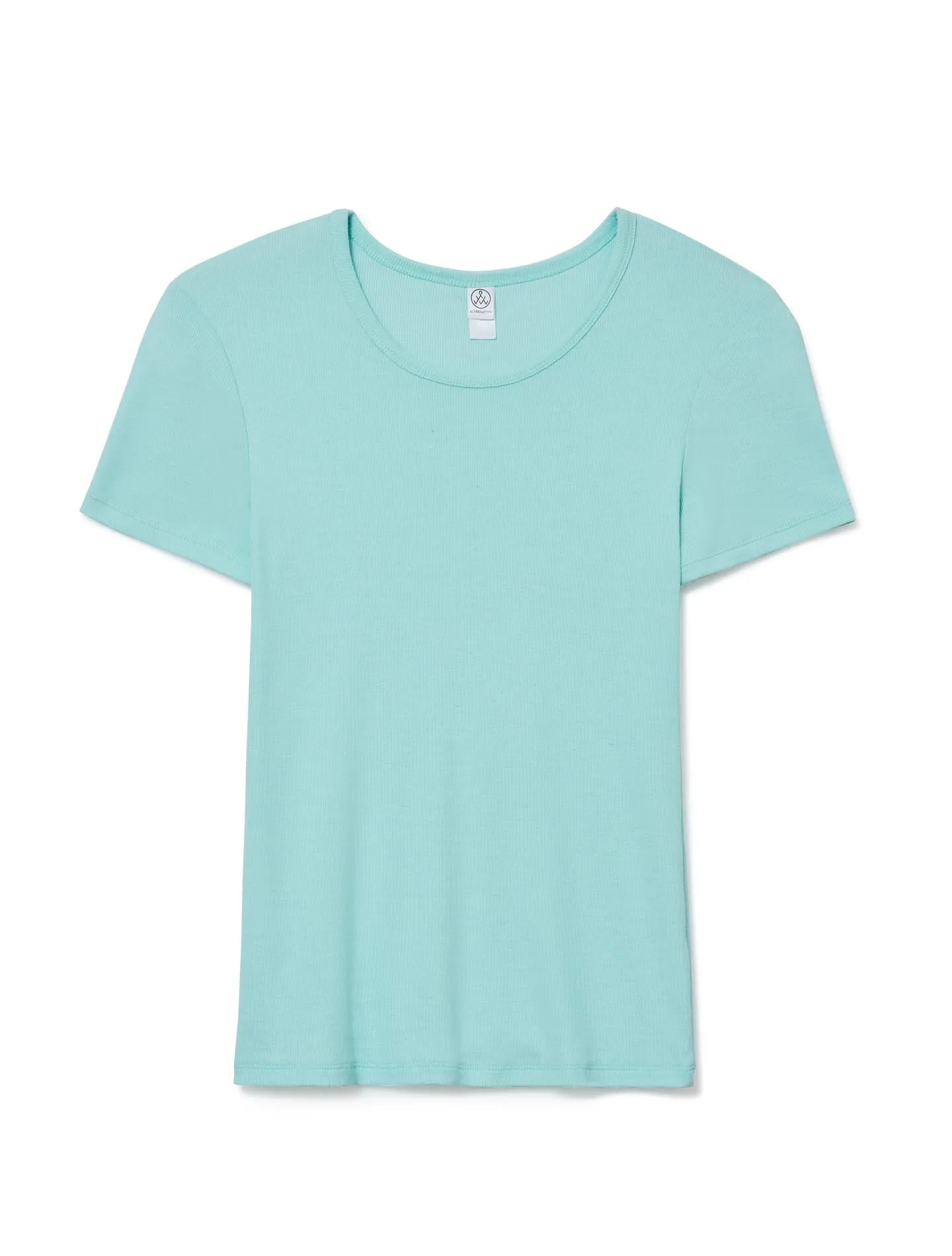 Mia Slinky Rib Crew T-Shirt (Light Aqua)