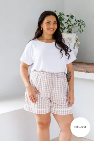 Milan Shorts | Beige Gingham