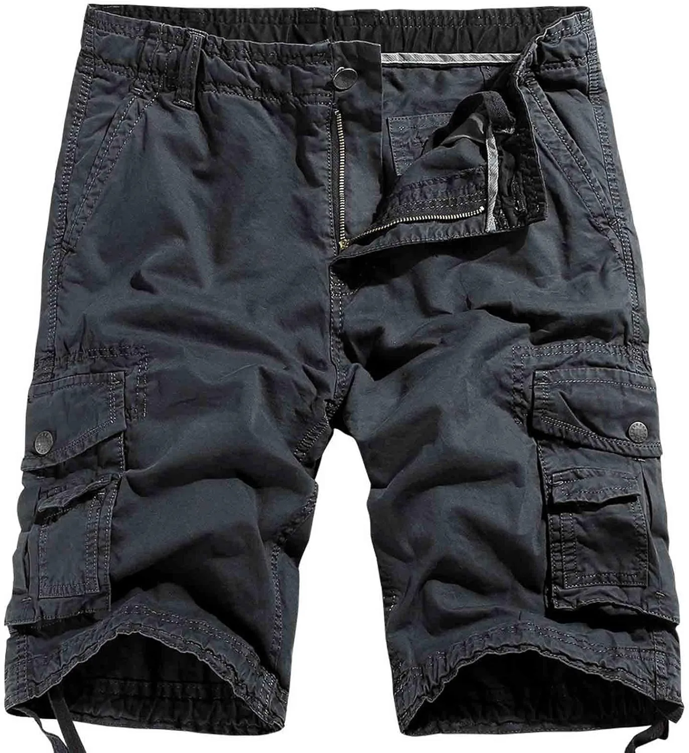 Muscularfit Big and Tall Shorts for Men 2023 Buckle Zipper Multi Pockets Cotton Cargo Shorts Trendy Fashion Tooling Shorts