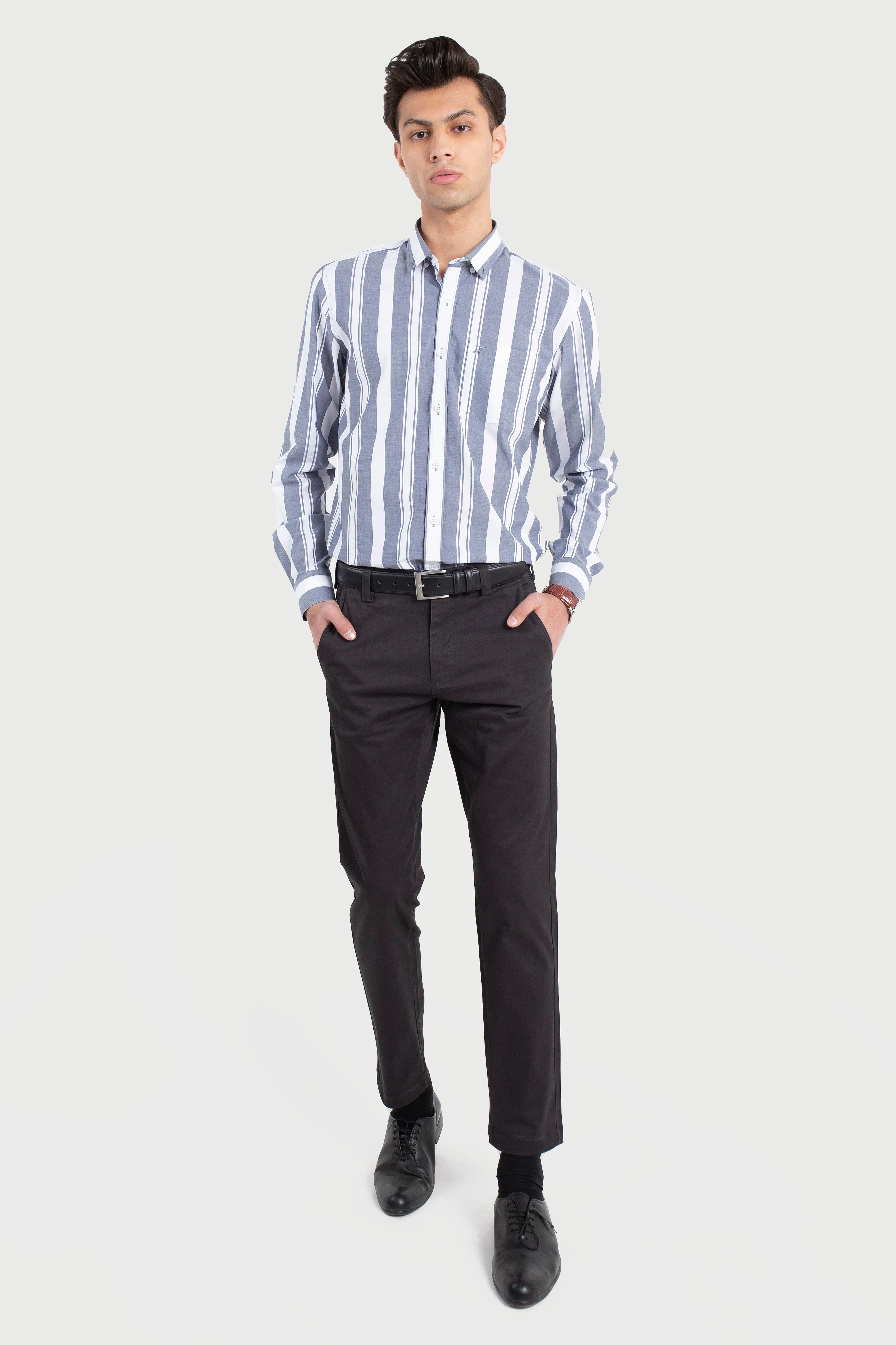 Navy and White Bold Stripes