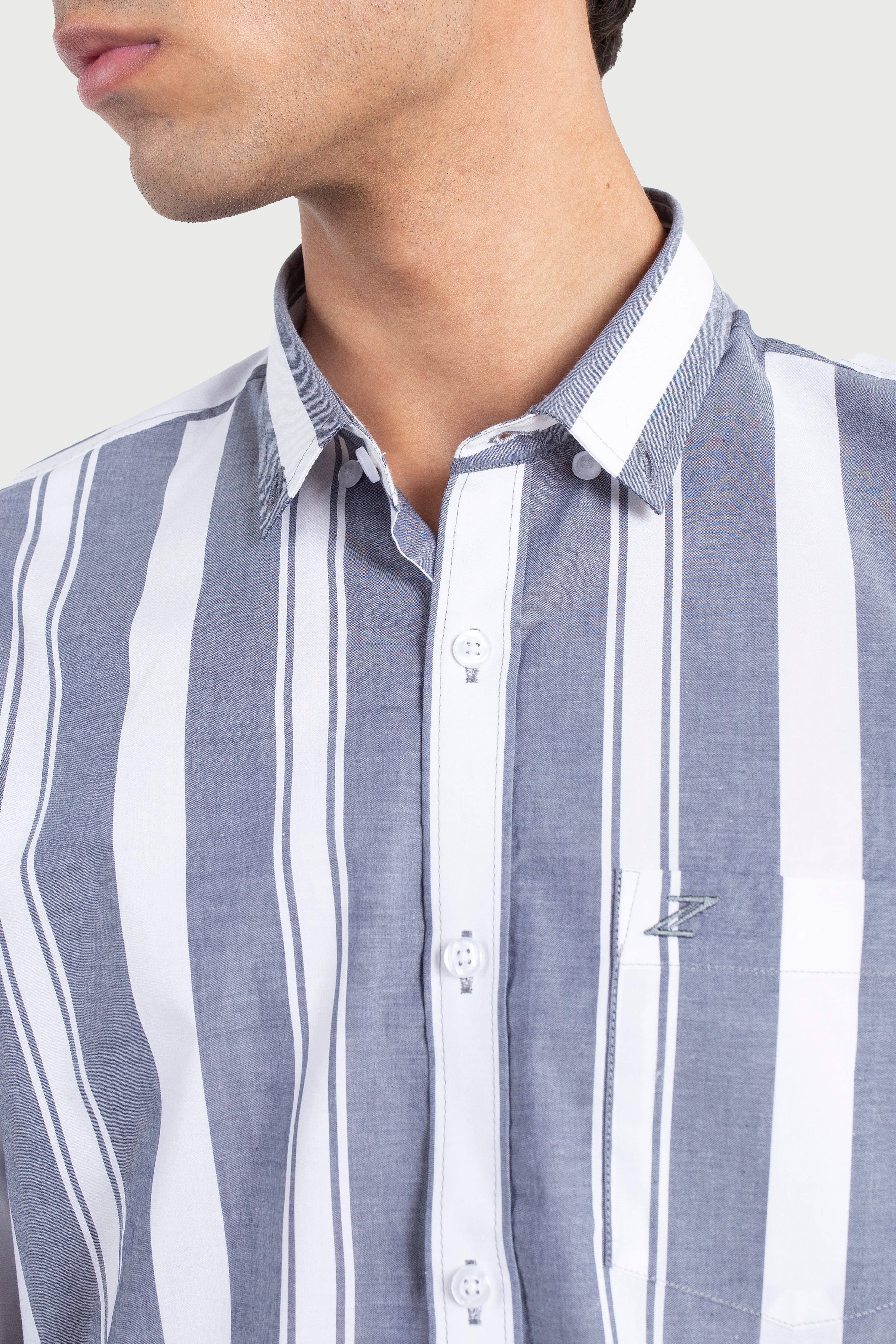 Navy and White Bold Stripes