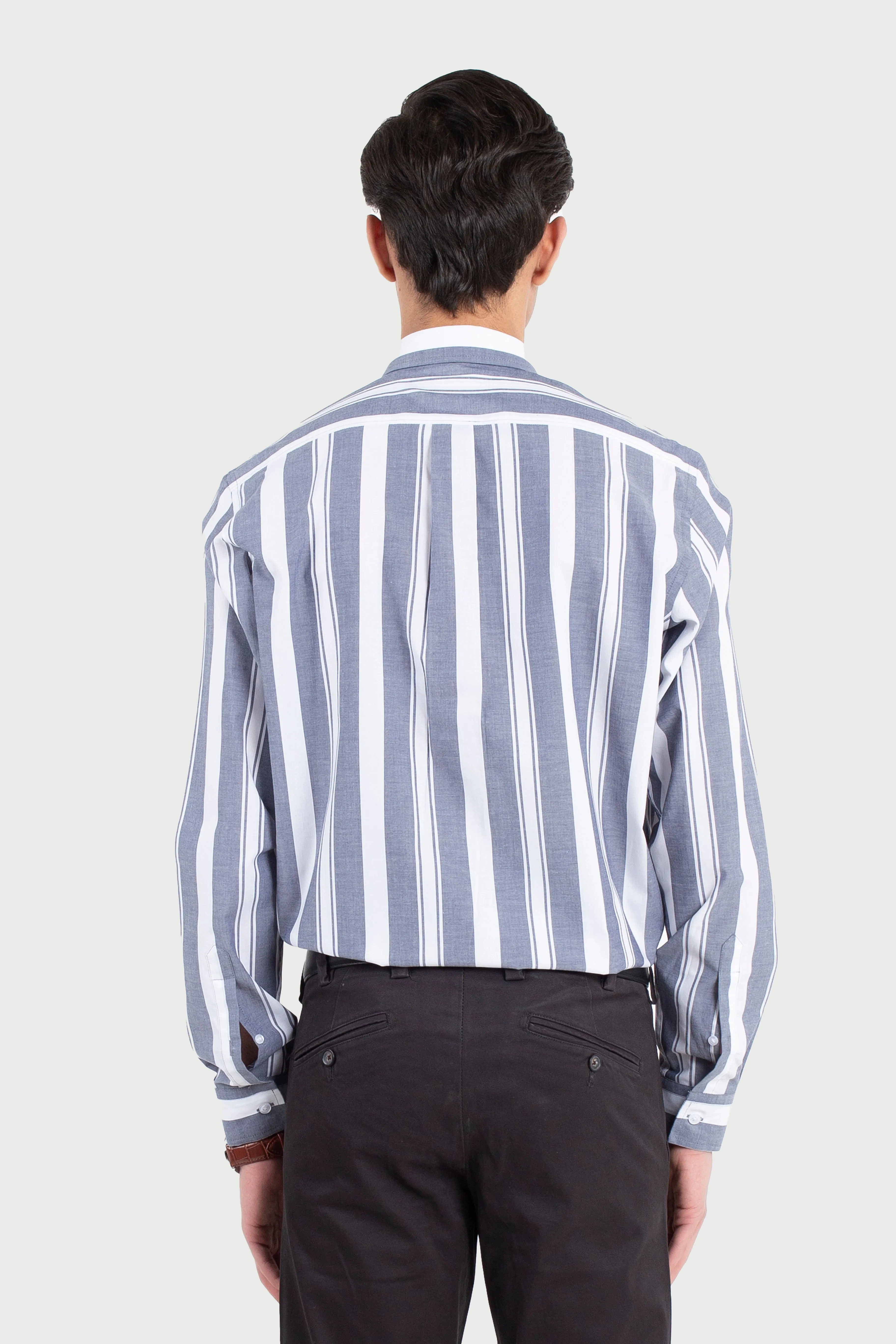 Navy and White Bold Stripes