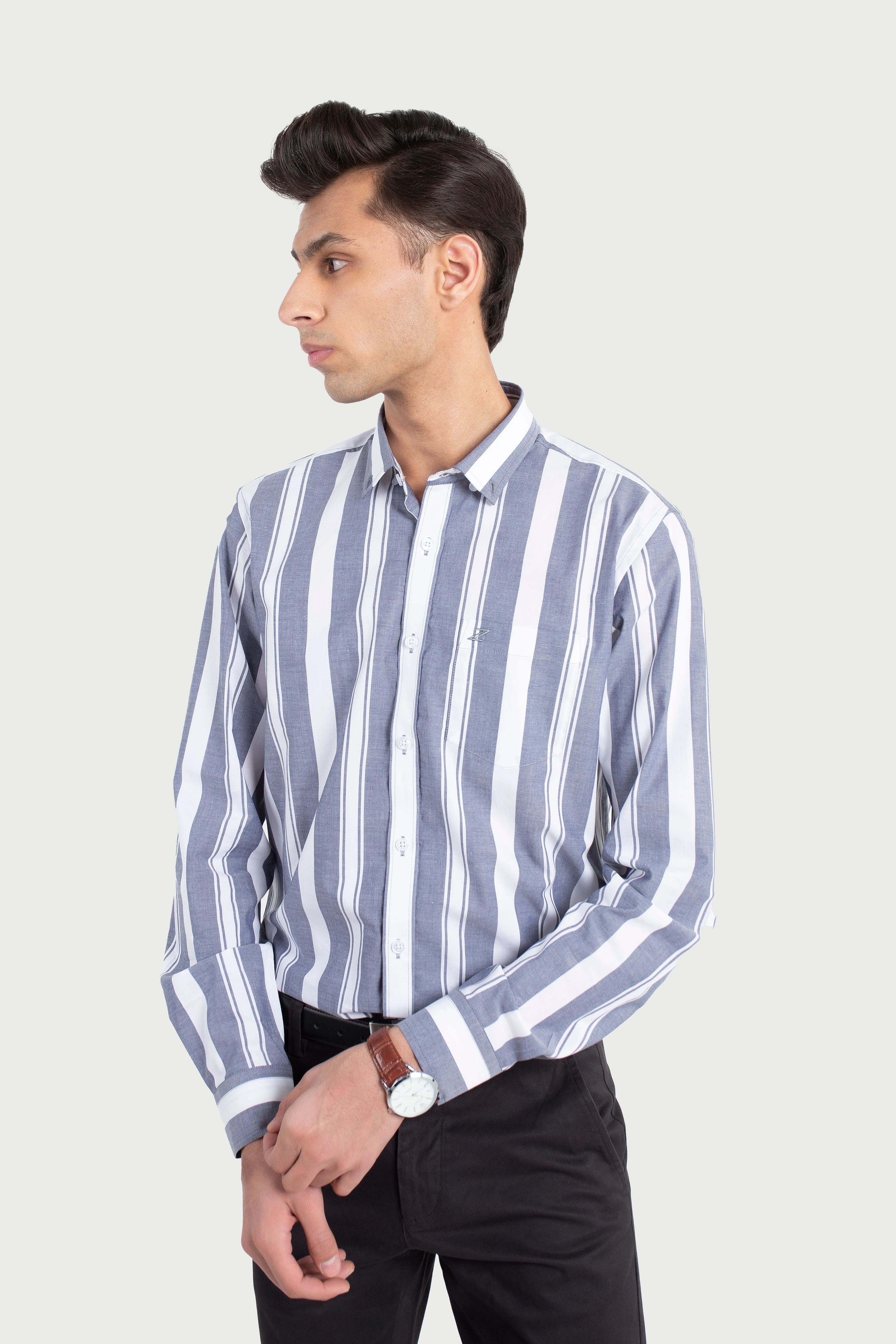 Navy and White Bold Stripes