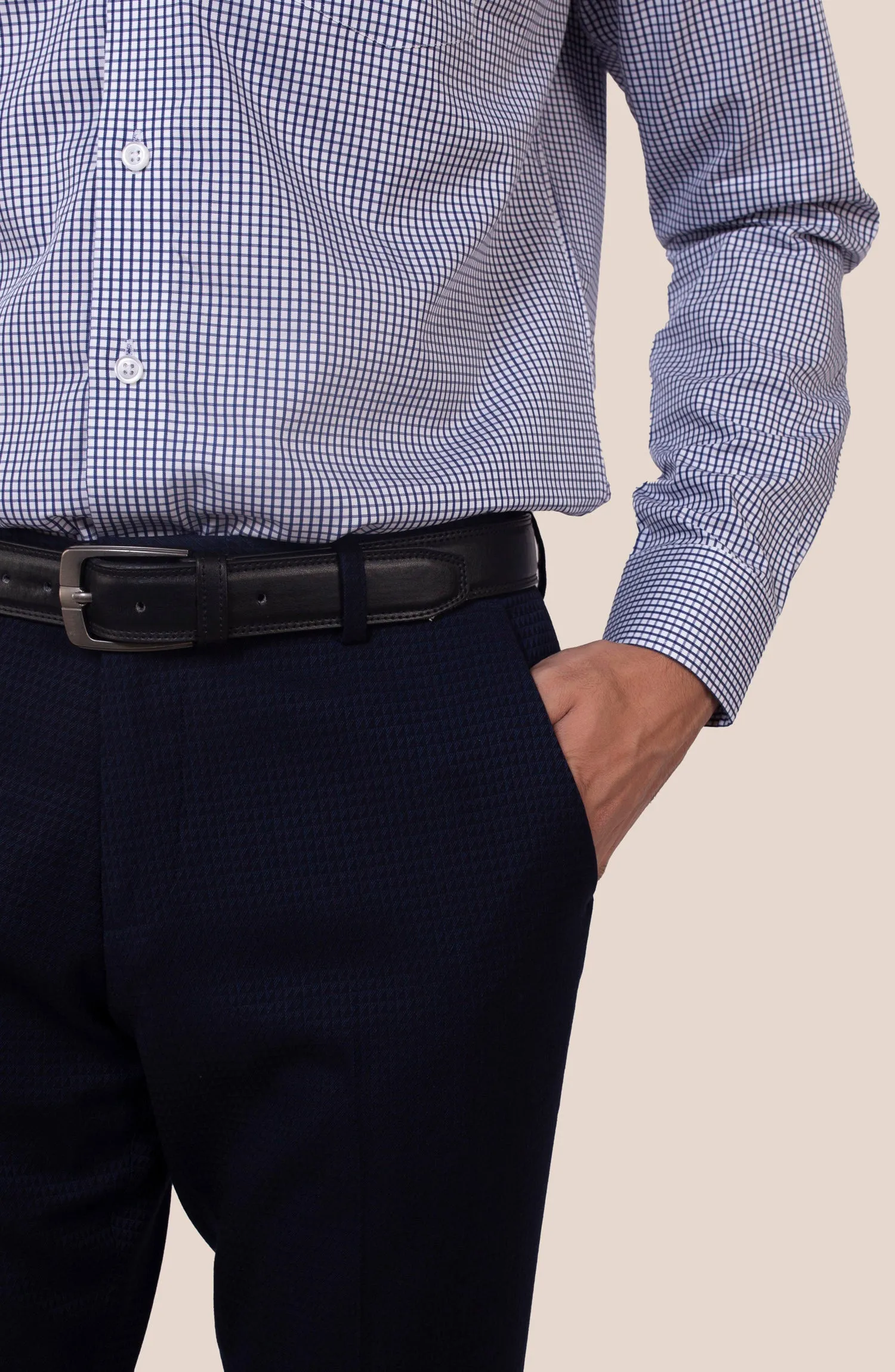 Navy Check Cotton Shirt