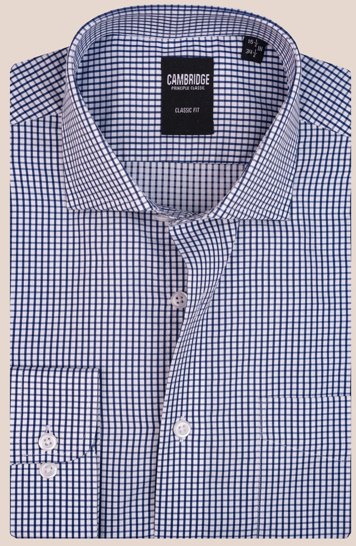 Navy Check Cotton Shirt