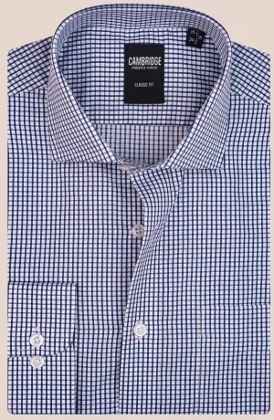 Navy Check Cotton Shirt